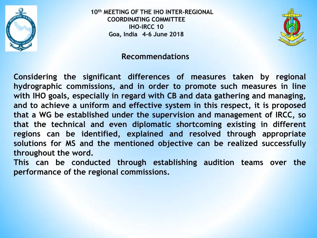 10 th meeting of the iho inter regional 6