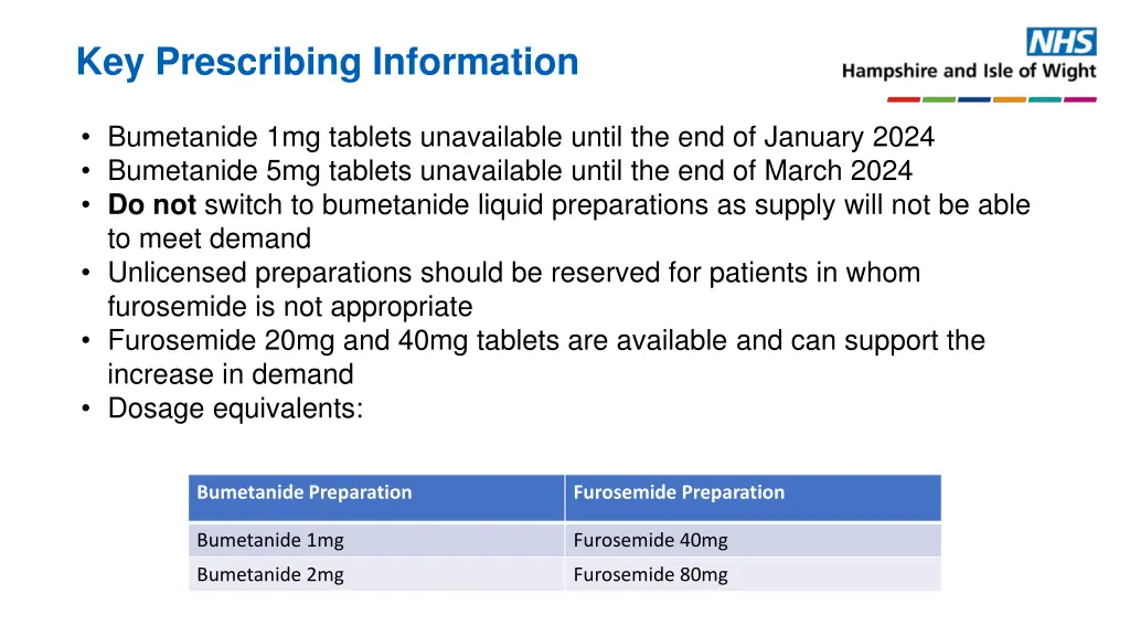 key prescribing information