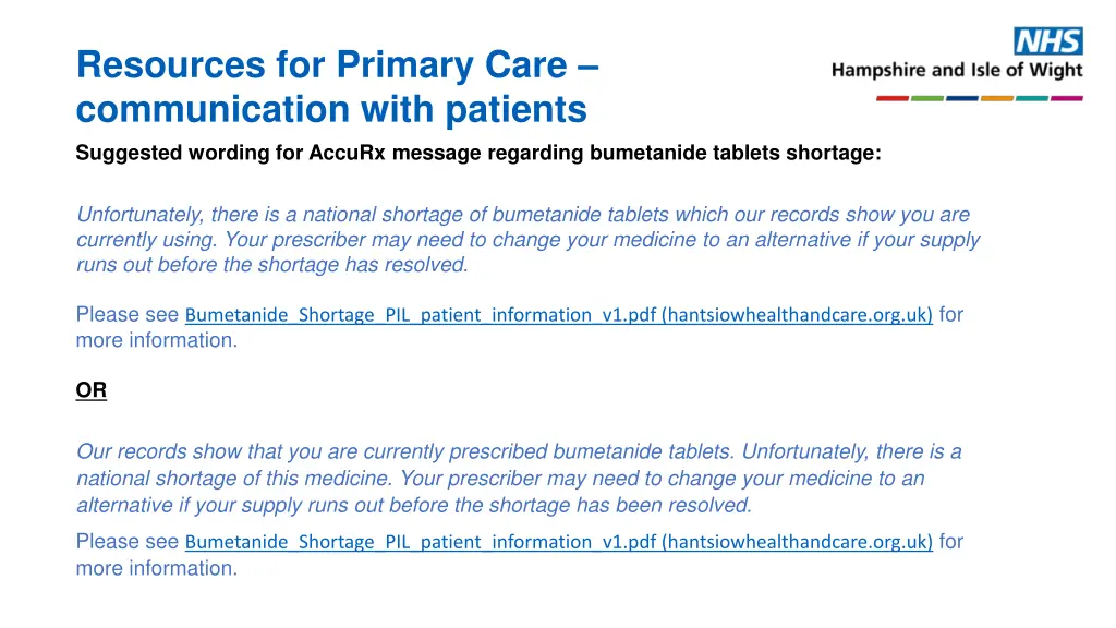 resources for primary care communication with