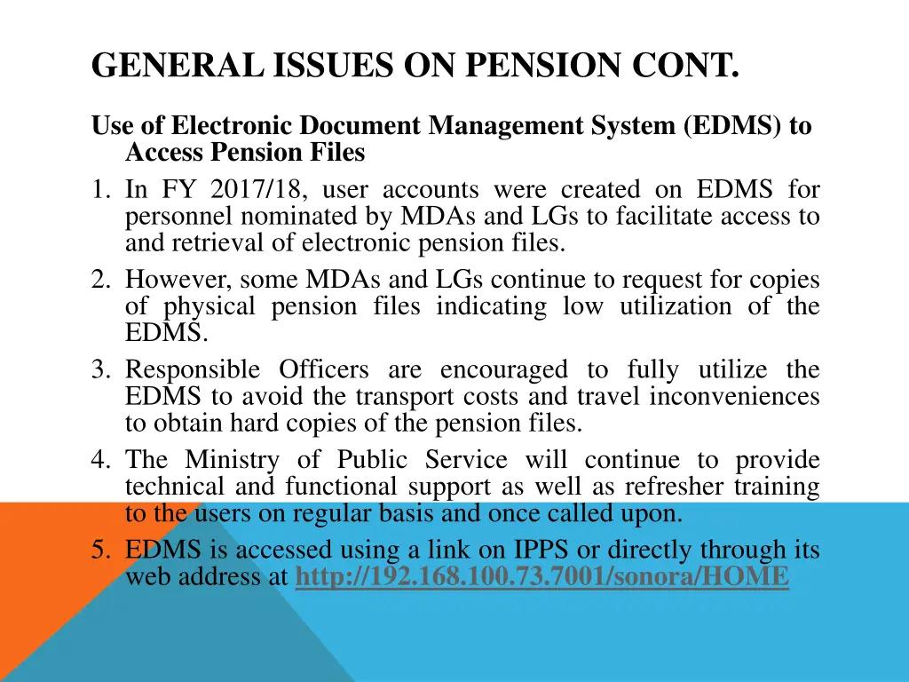 general issues on pension cont