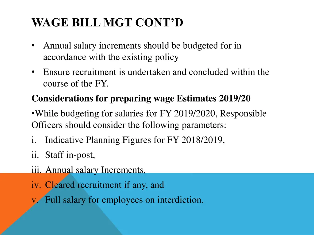 wage bill mgt cont d