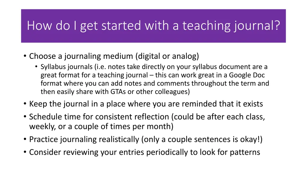 how do i get started with a teaching journal