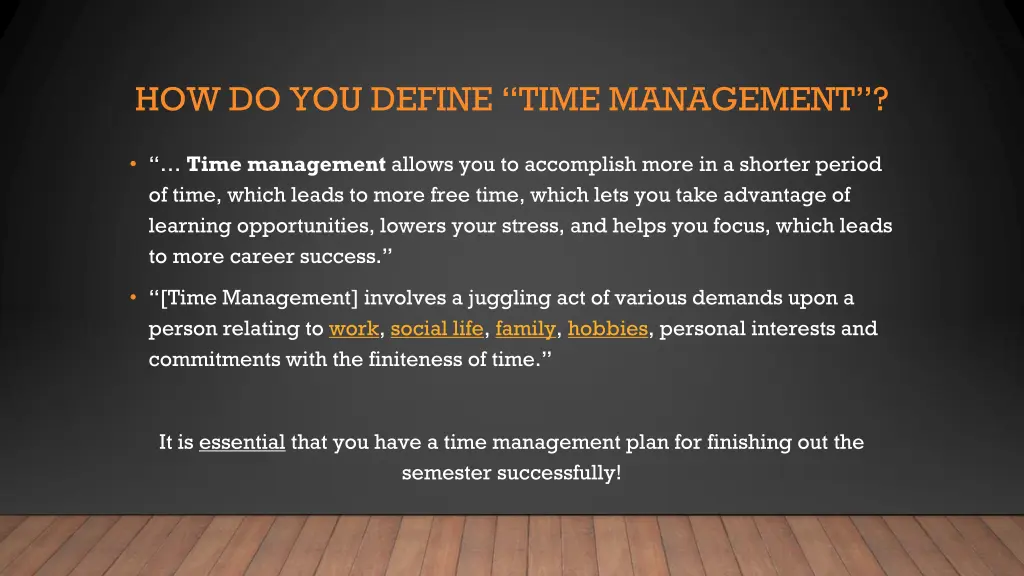 how do you define time management