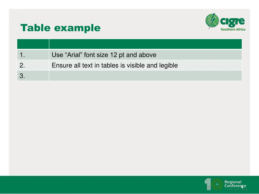 table example