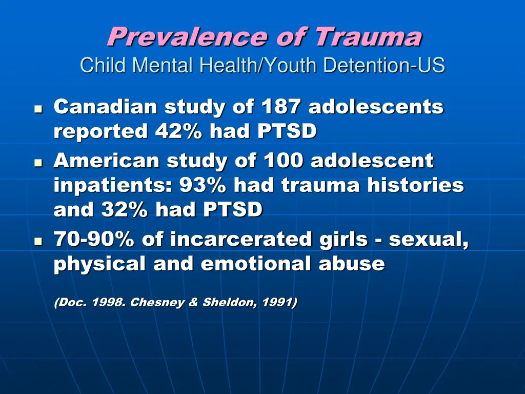 prevalence of trauma child mental health youth