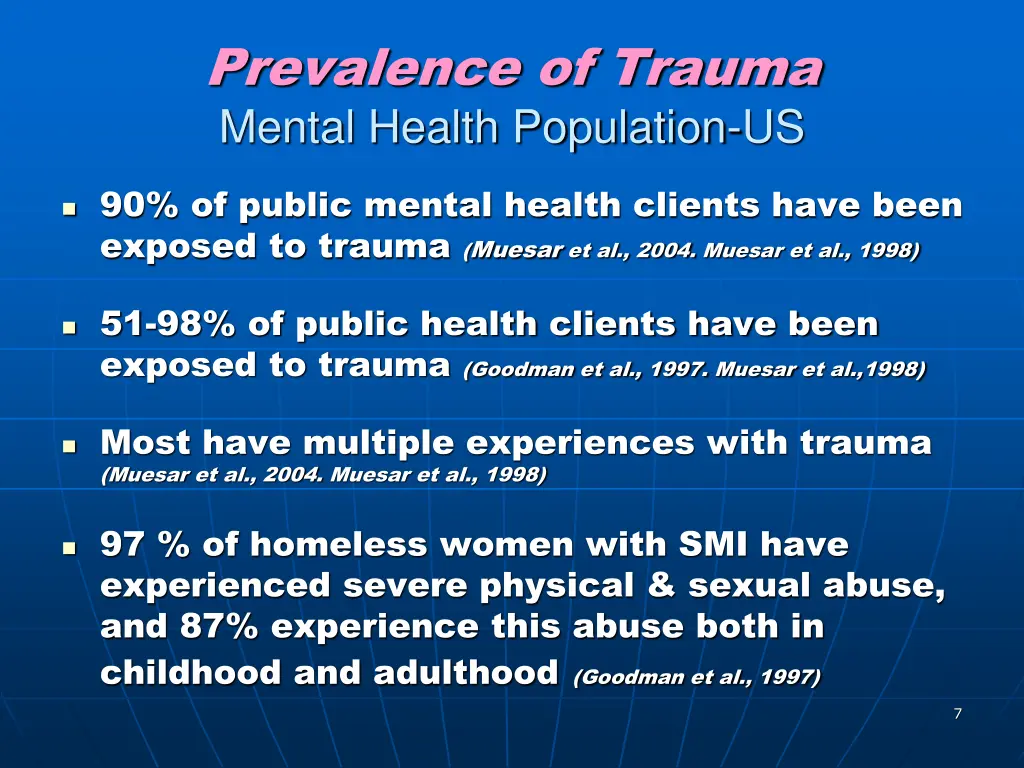 prevalence of trauma mental health population us