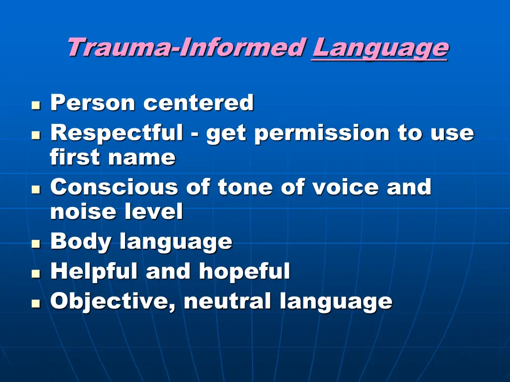 trauma informed language