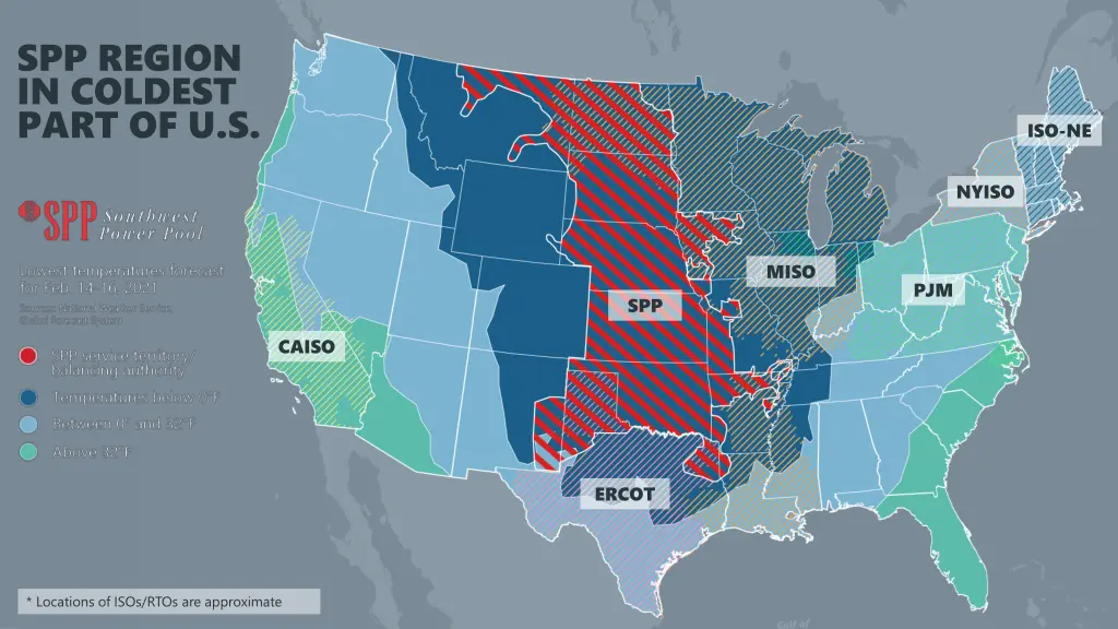 spp region in coldest part of u s