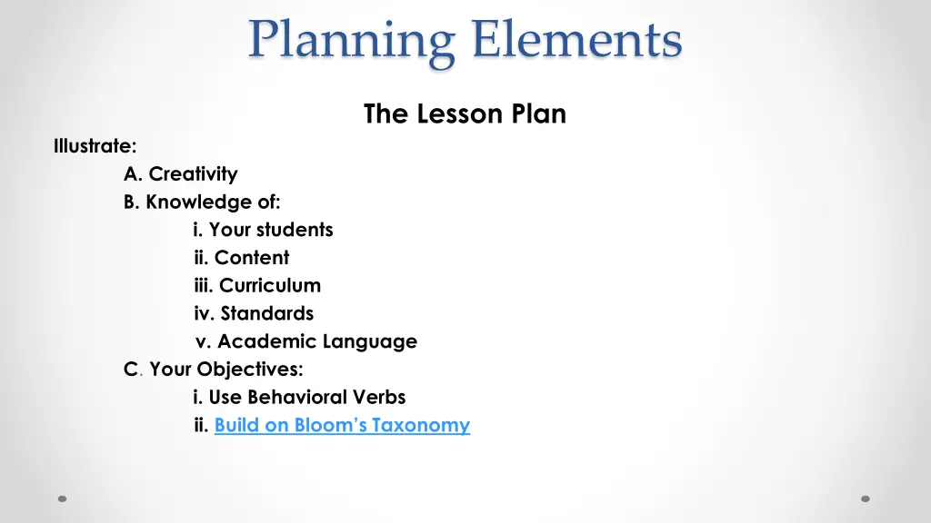 planning elements