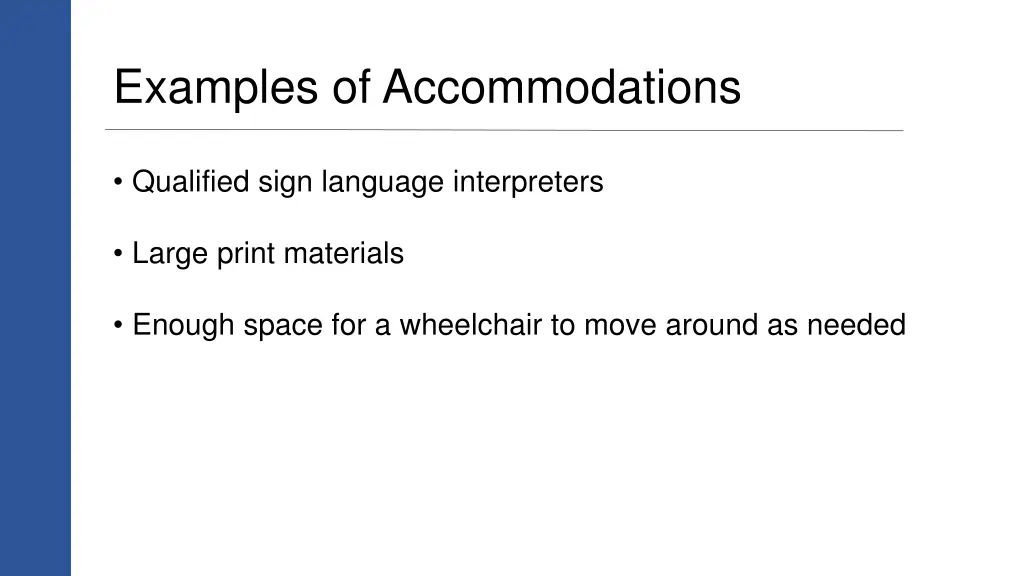 examples of accommodations