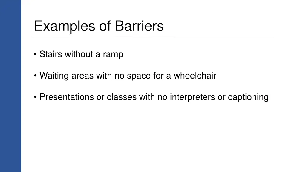 examples of barriers