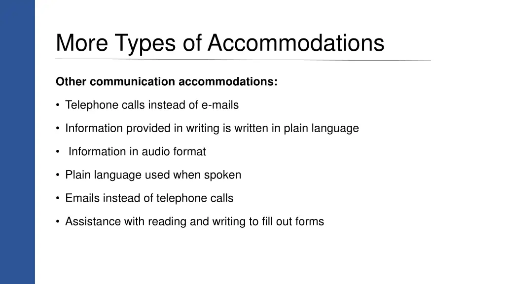 more types of accommodations