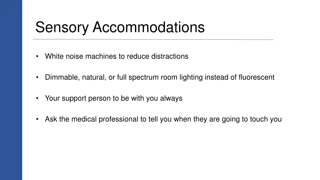 sensory accommodations