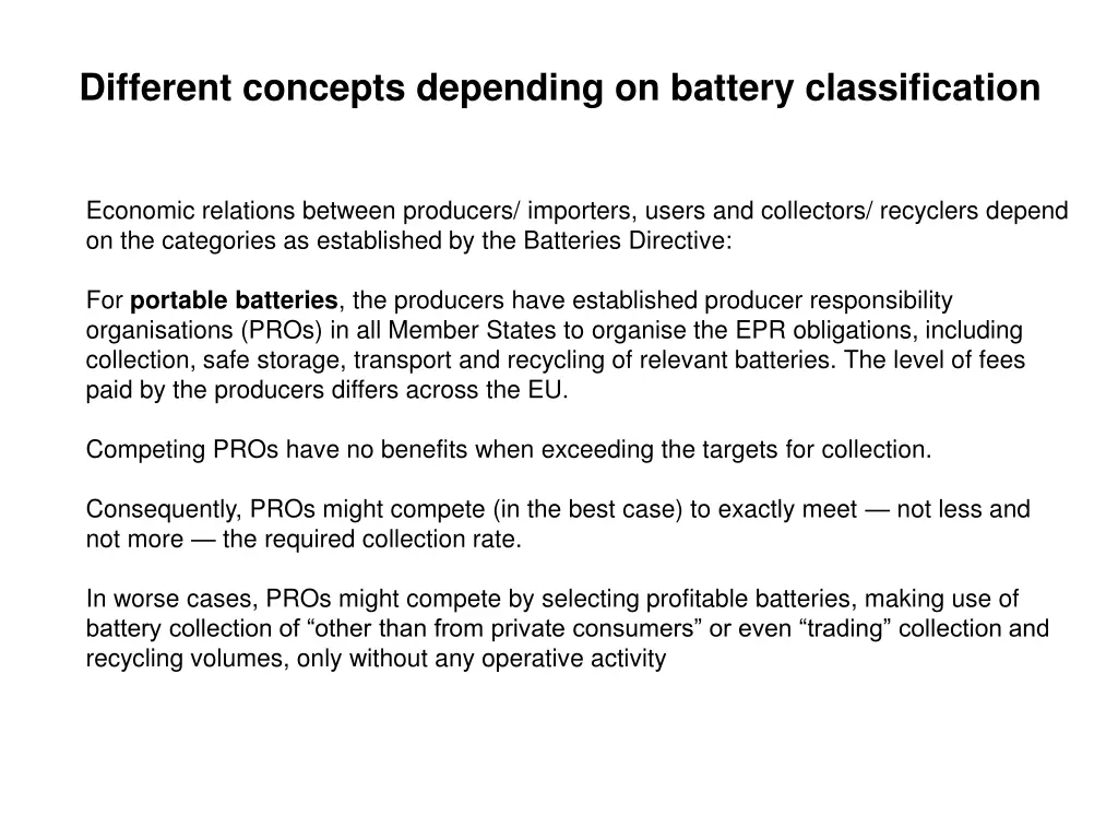 different concepts depending on battery