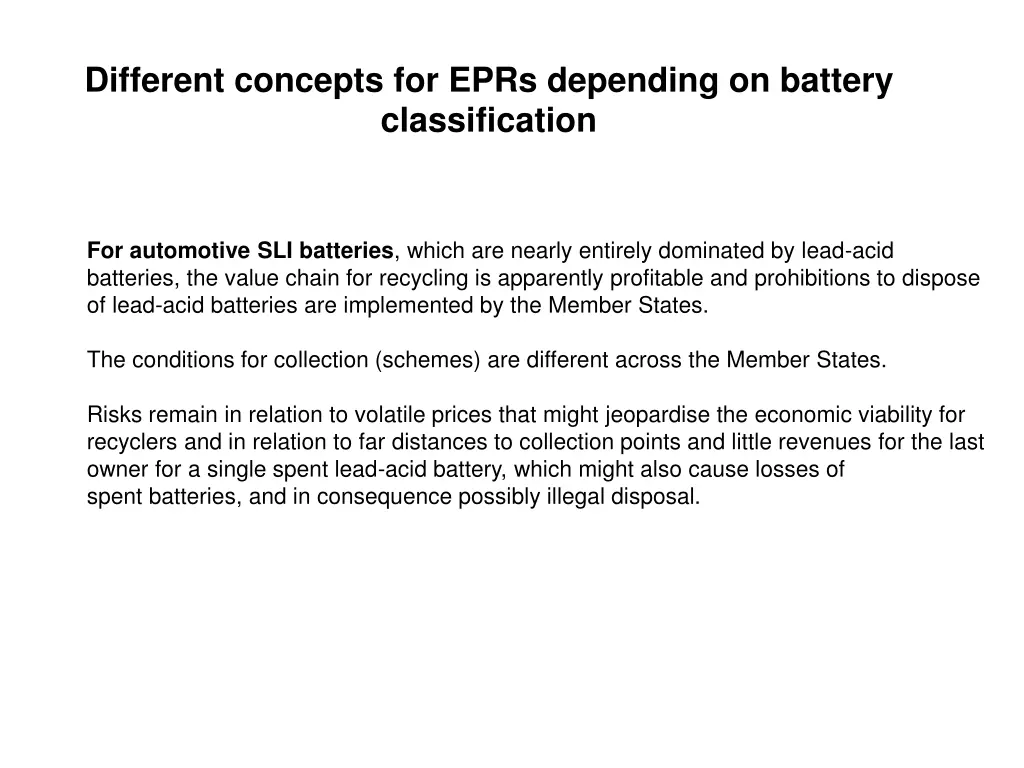 different concepts for eprs depending on battery 1