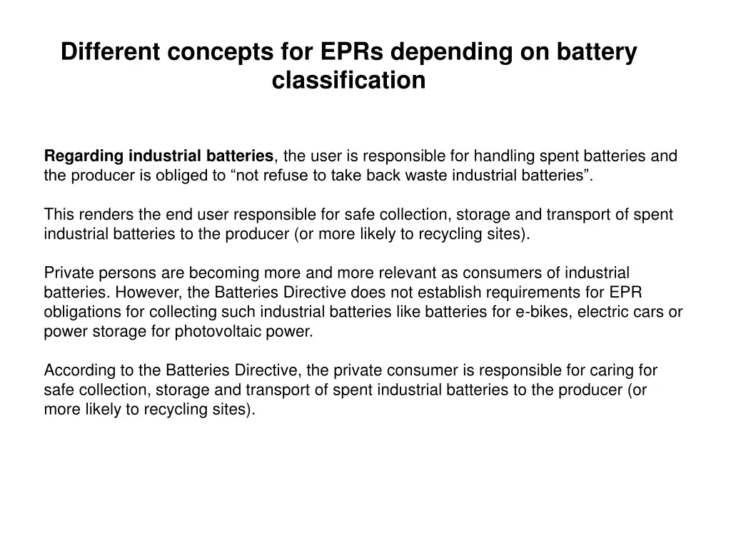 different concepts for eprs depending on battery