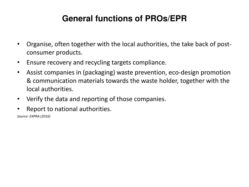 general functions of pros epr