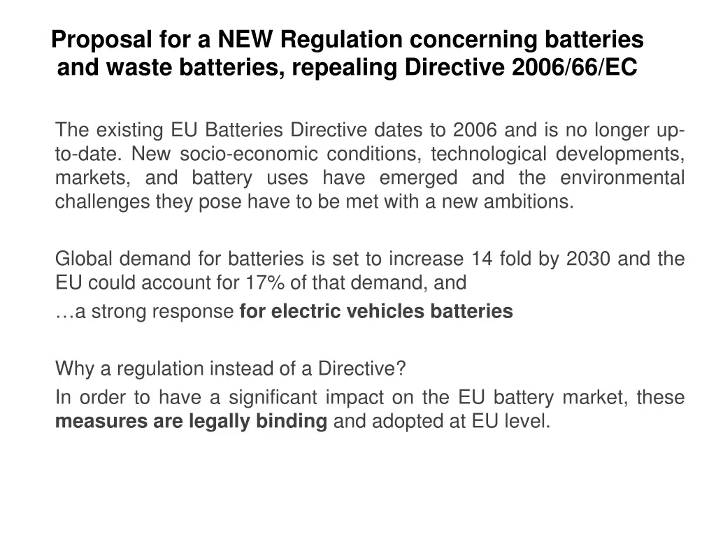 proposal for a new regulation concerning