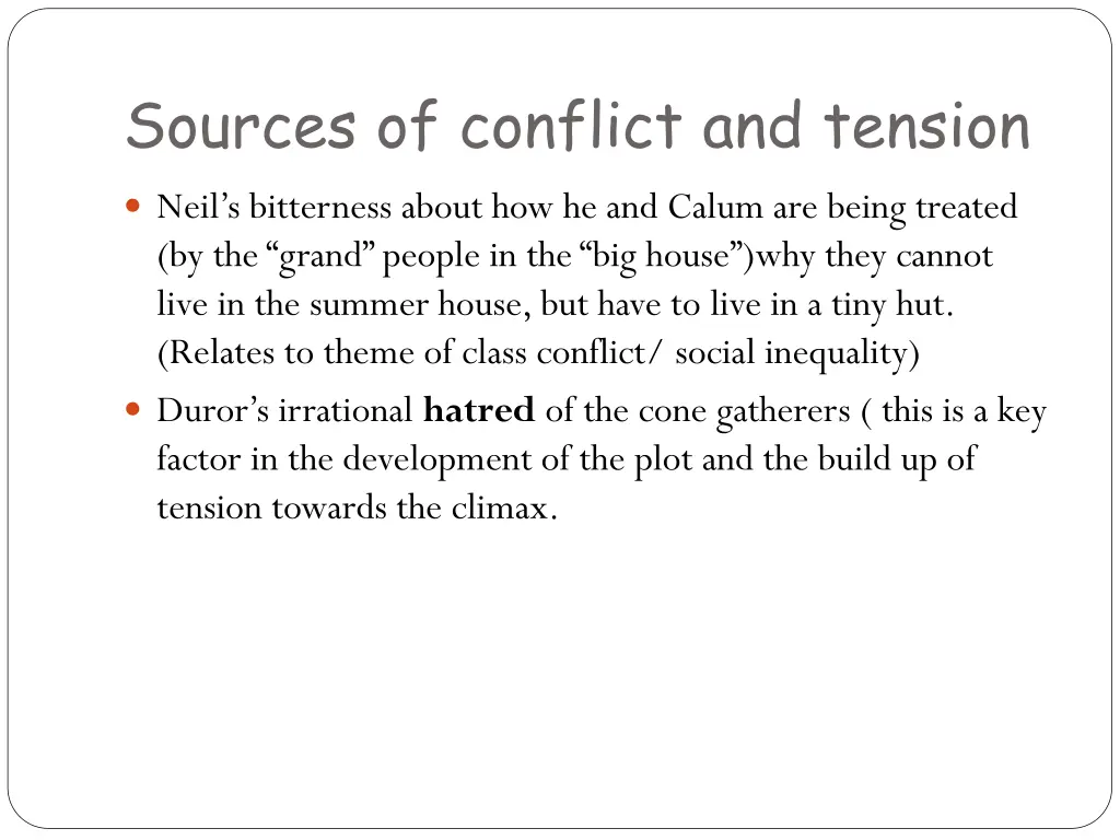 sources of conflict and tension