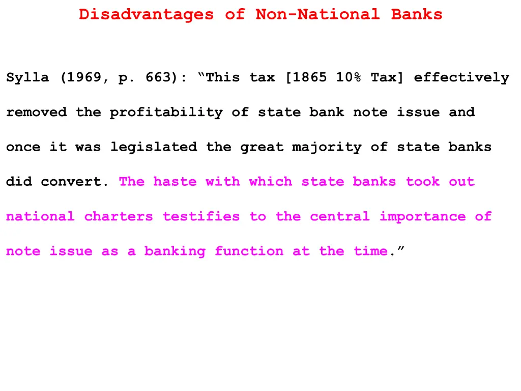 disadvantages of non national banks