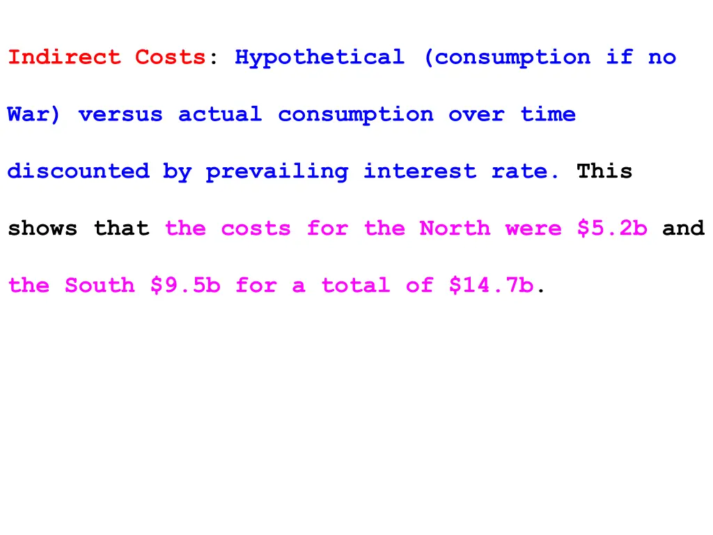 indirect costs hypothetical consumption if no