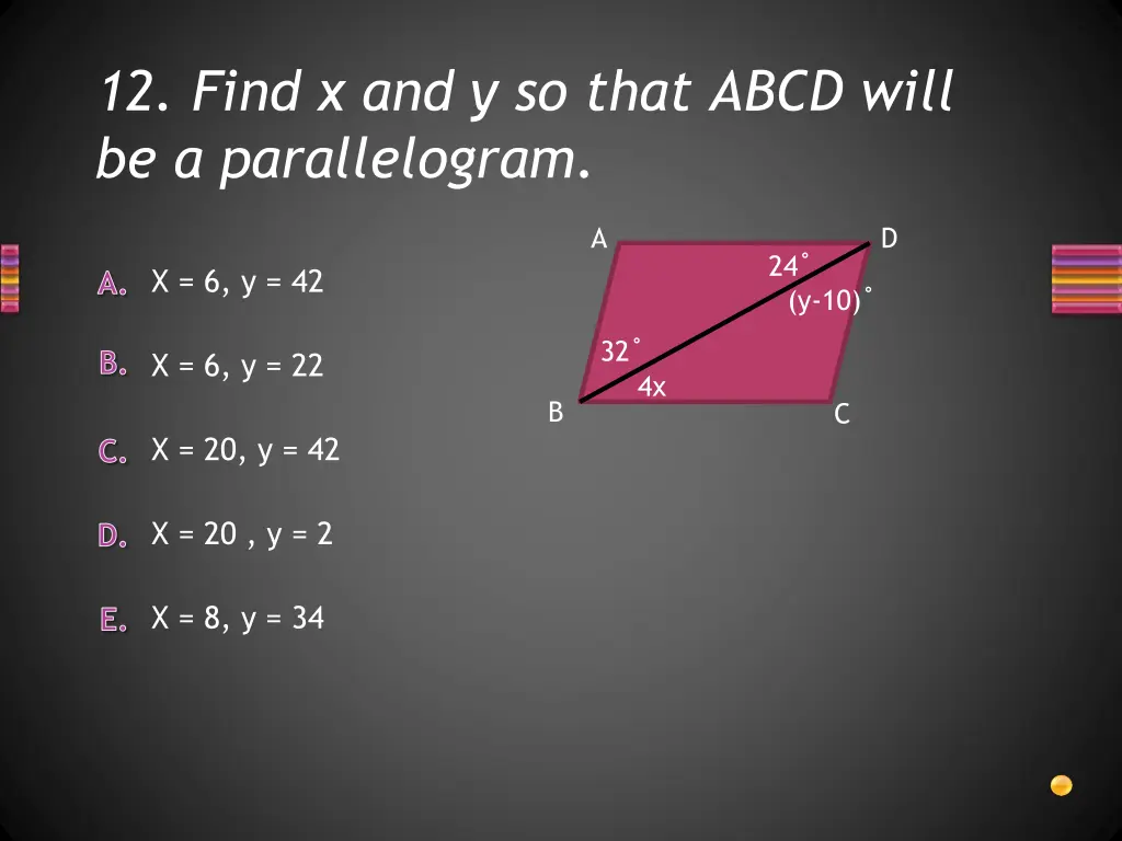 12 find x and y so that abcd will