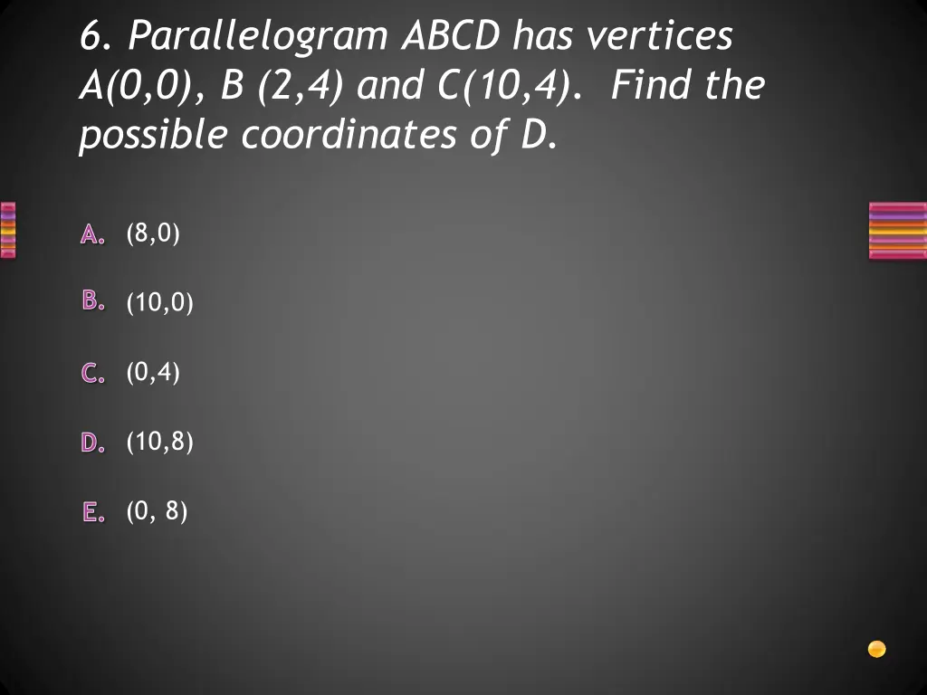 6 parallelogram abcd has vertices