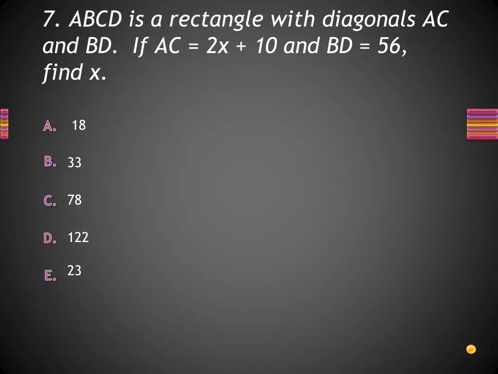 7 abcd is a rectangle with diagonals