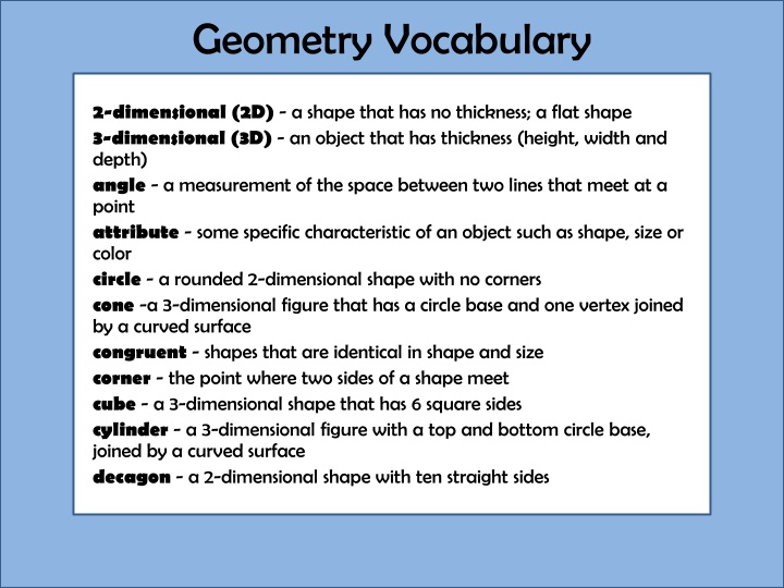 geometry vocabulary