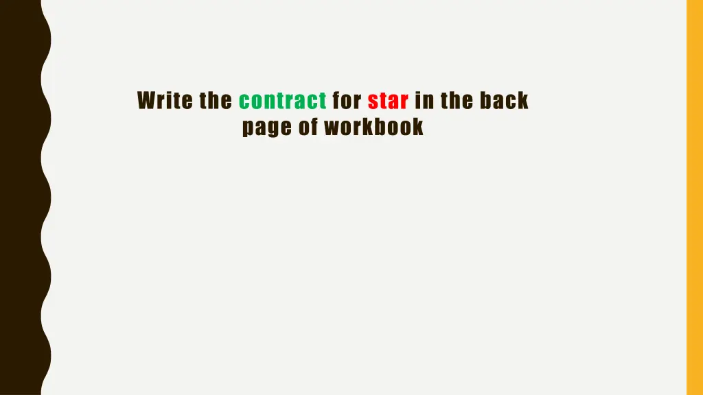 write the contract for star in the back page