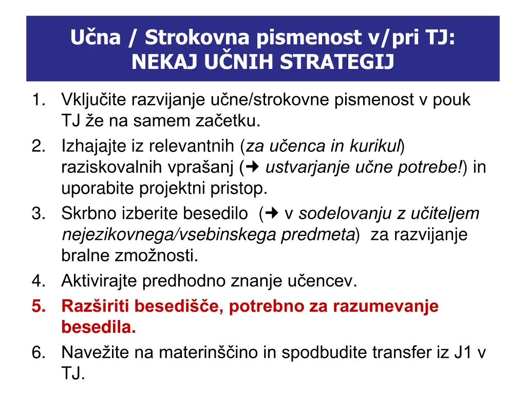 u na strokovna pismenost v pri tj nekaj