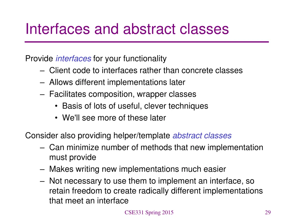 interfaces and abstract classes