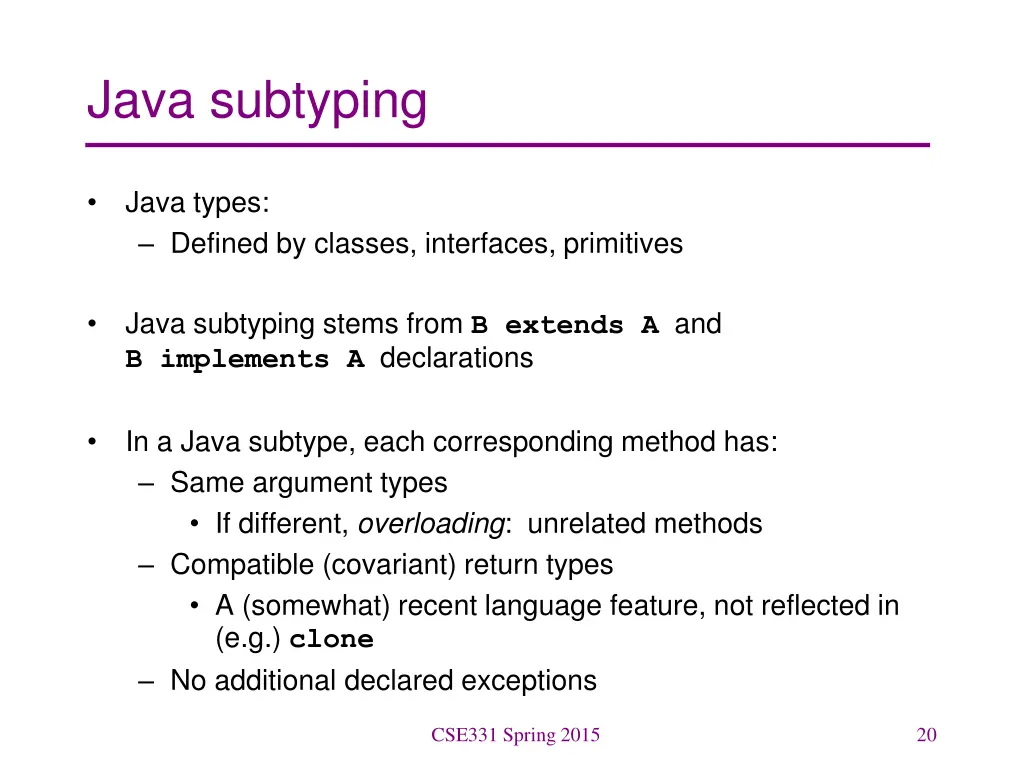 java subtyping