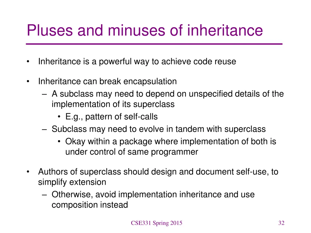 pluses and minuses of inheritance