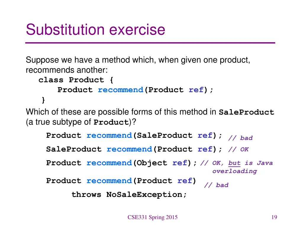 substitution exercise