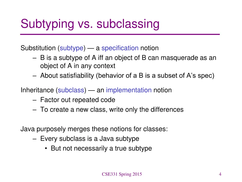 subtyping vs subclassing