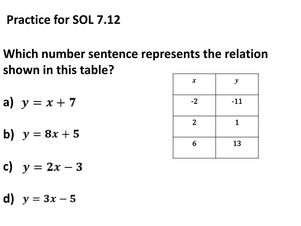 practice for sol 7 12 3