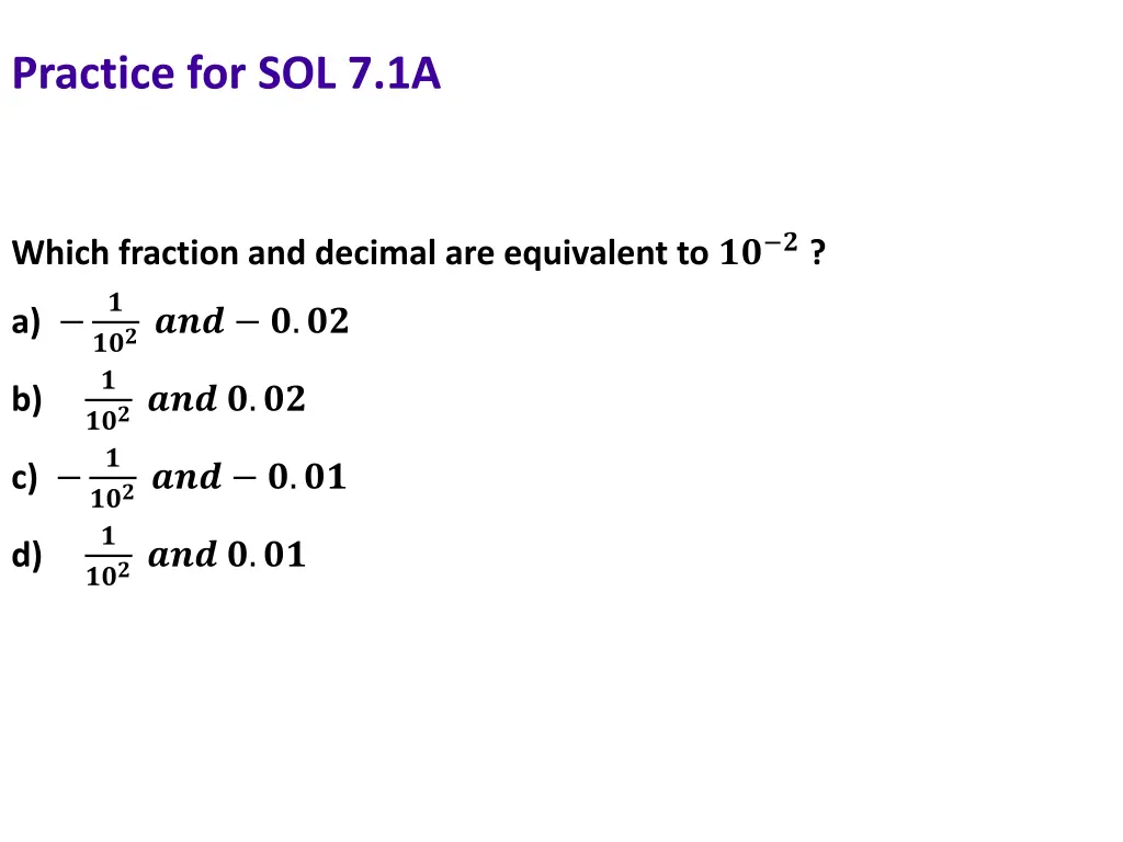 practice for sol 7 1a