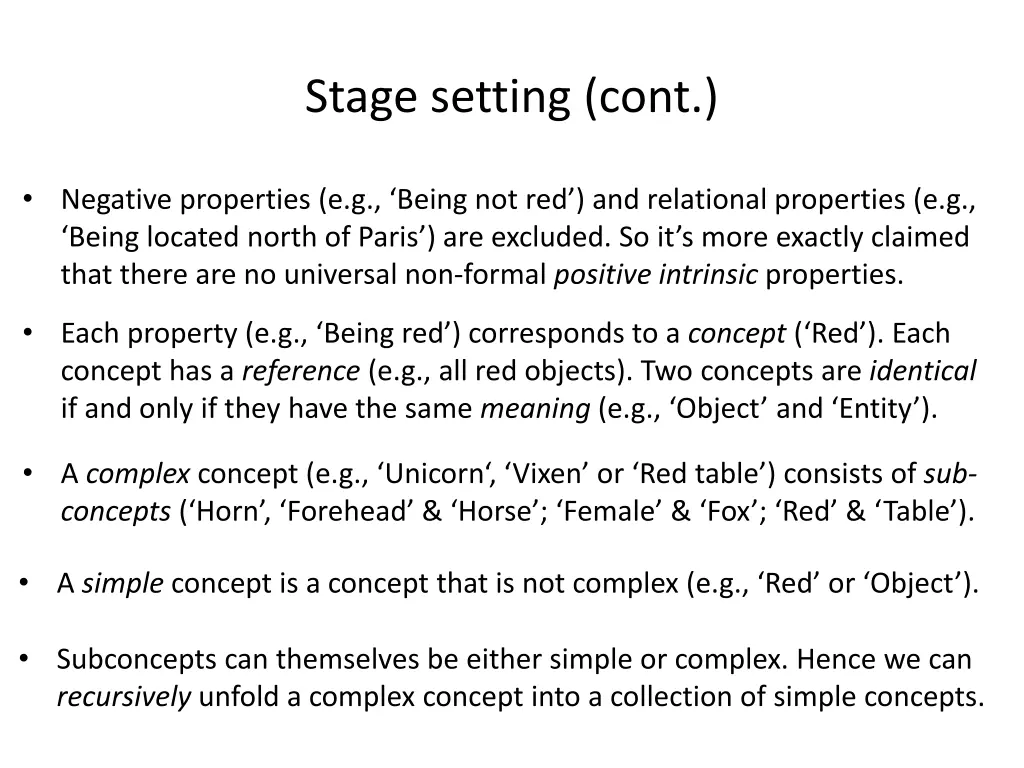 stage setting cont