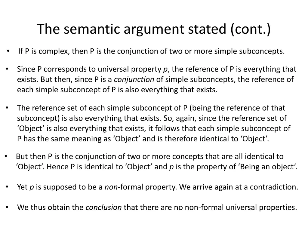 the semantic argument stated cont