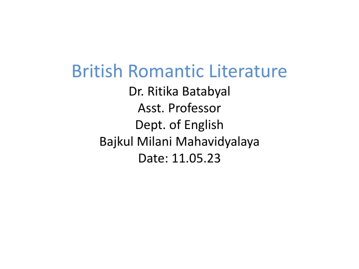 british romantic literature dr ritika batabyal