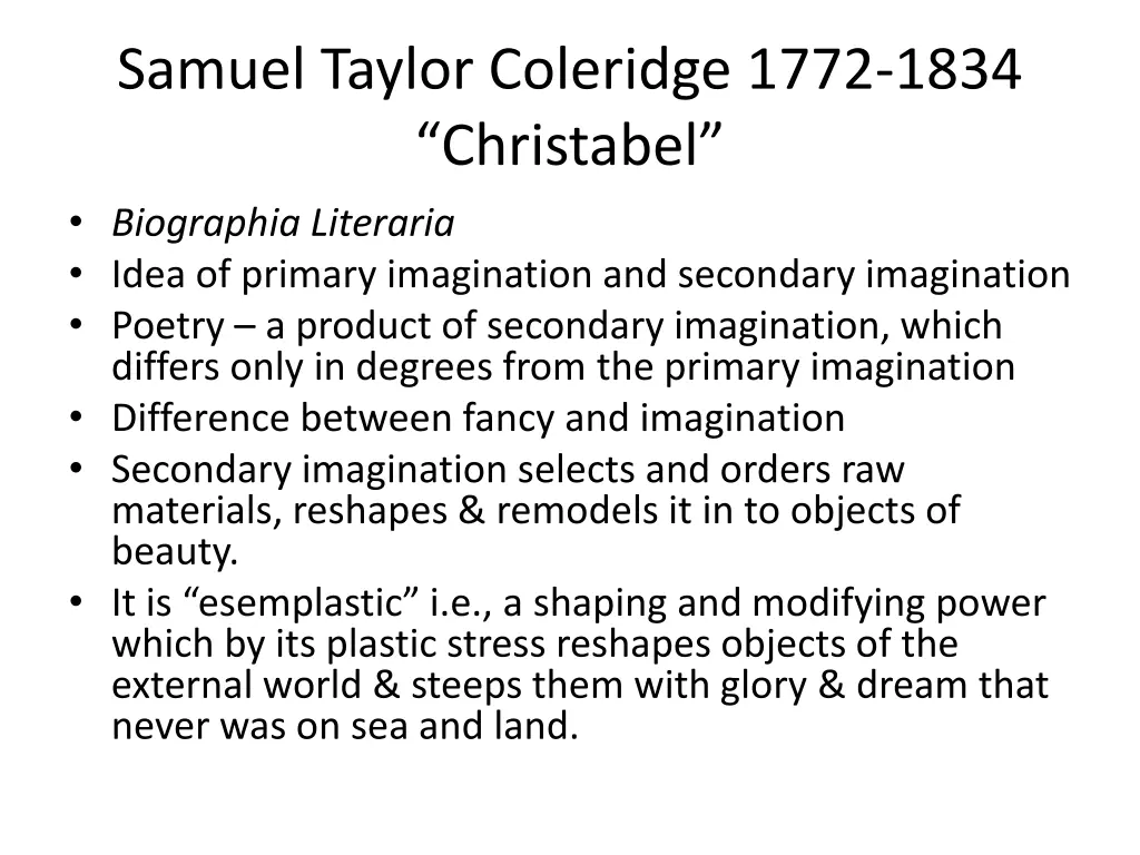 samuel taylor coleridge 1772 1834 christabel