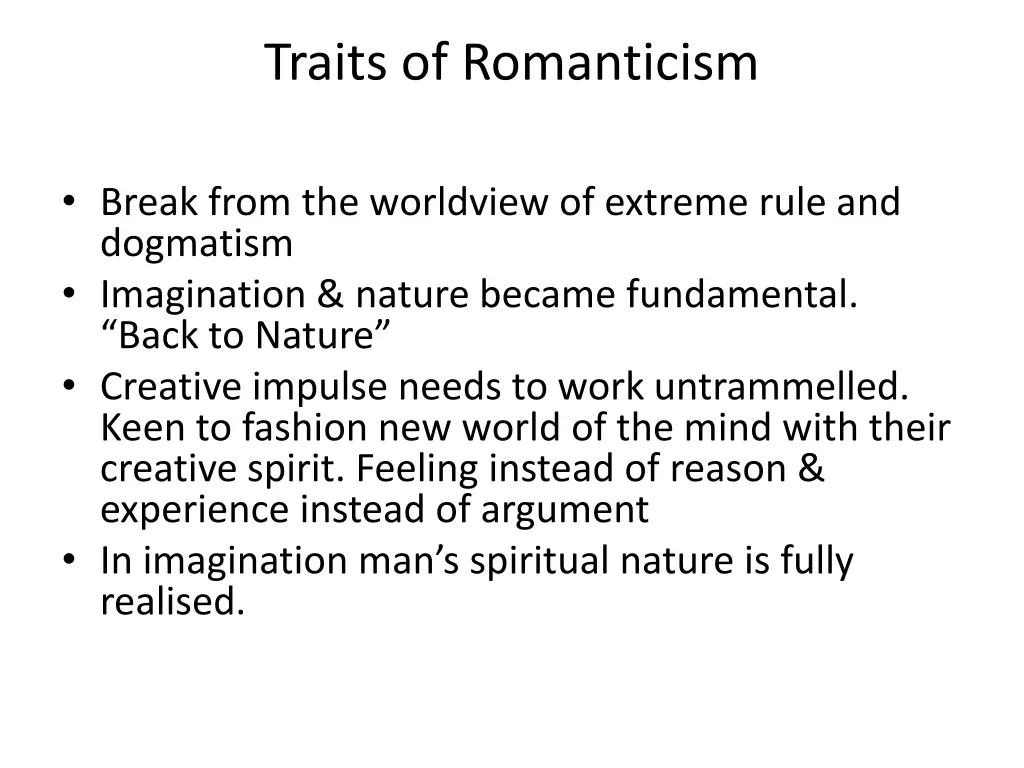 traits of romanticism