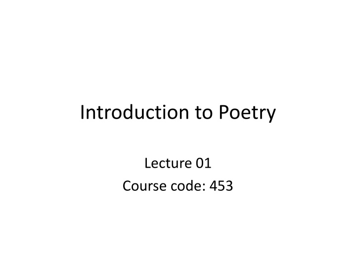 introduction to poetry