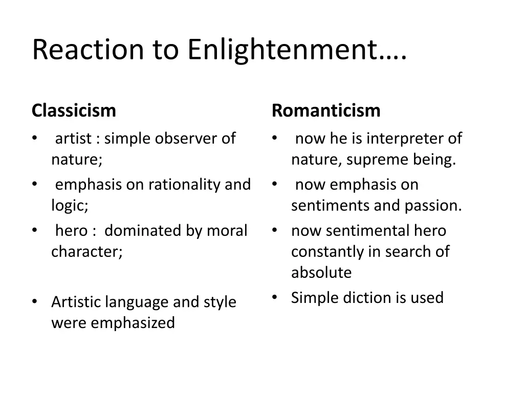 reaction to enlightenment