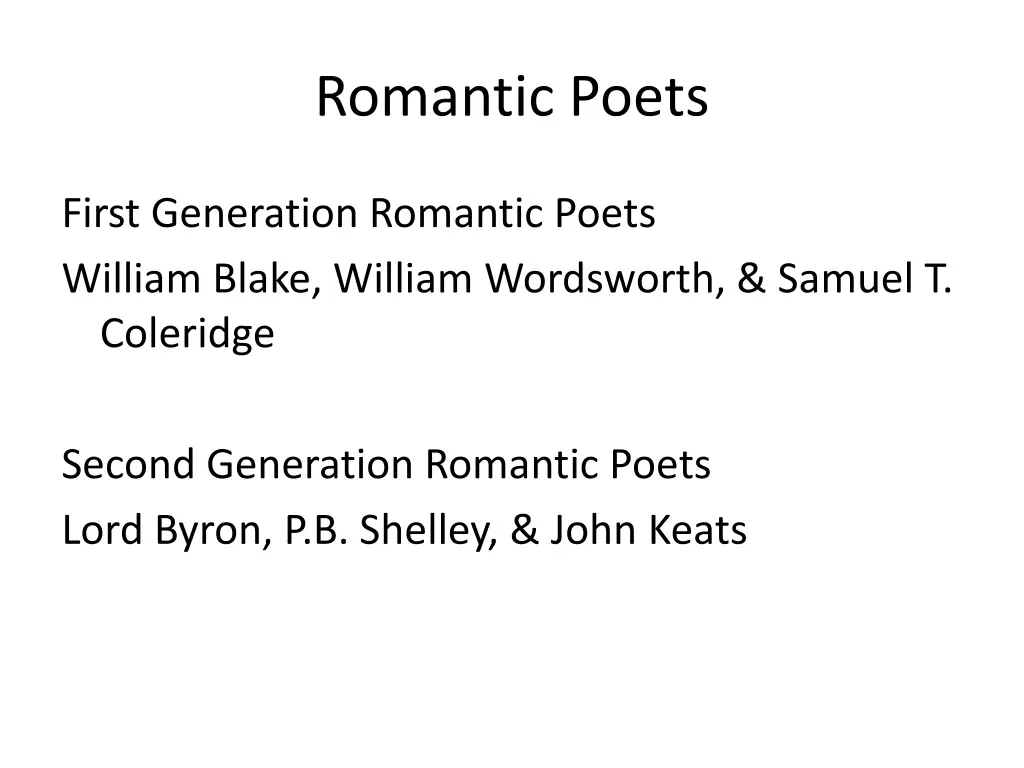 romantic poets