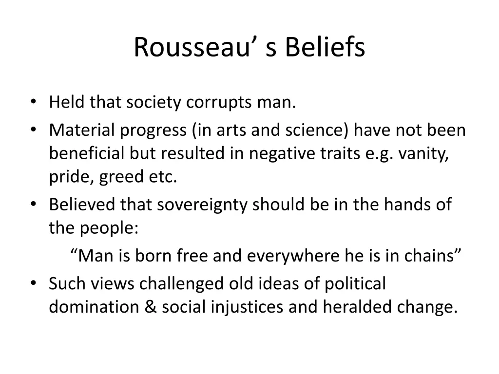 rousseau s beliefs