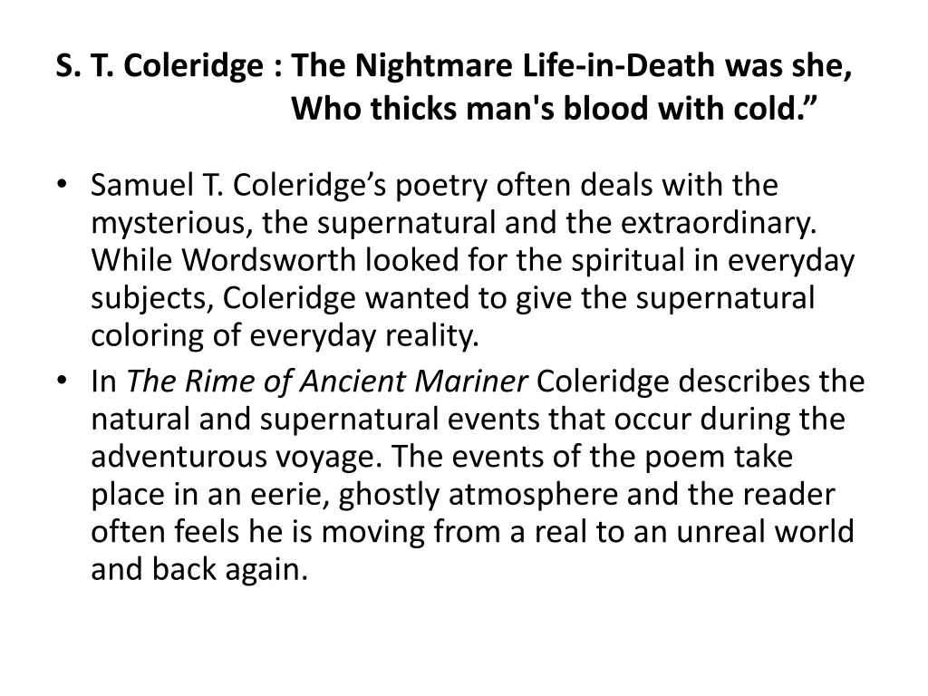 s t coleridge the nightmare life in death