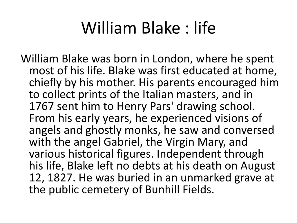 william blake life