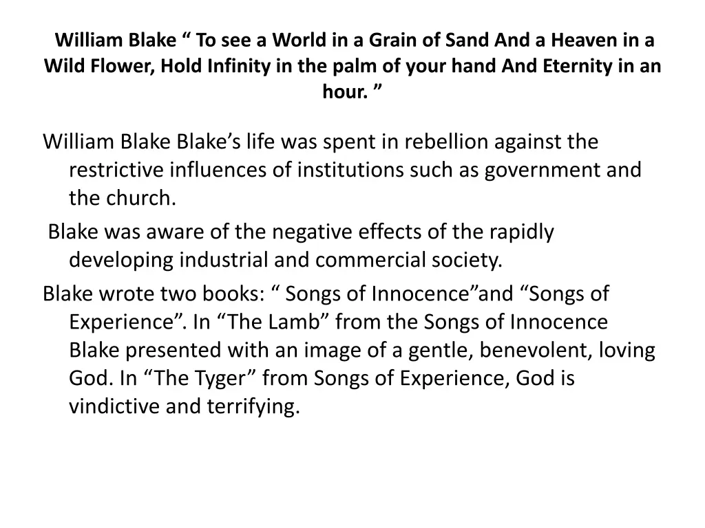 william blake to see a world in a grain of sand